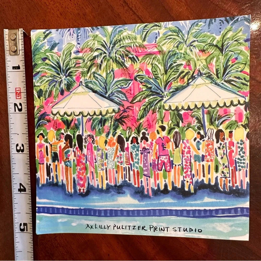 Lilly Pulitzer Print Studio Pink Party Soirée 5x5 Artwork HTF